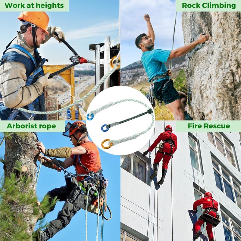 KINGTLE 12mm Heavy Duty Prusik Climbing Rope & Cord Set - 30kN Main Rope + 8kN Friction Cord, Zero-Slip Grip, 100% Polyester for Rock Climbing, Arborist & Rescue, 90cm/120cm/250cm (250CM) - Image 4